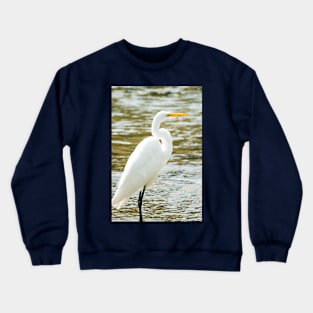 Egret in a Stream Photograph Crewneck Sweatshirt